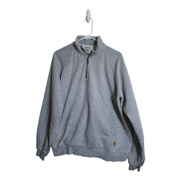 Carhartt Sweater Men L Gray Quarter-Zip Work Rancher Gorpcore Camping Preppy